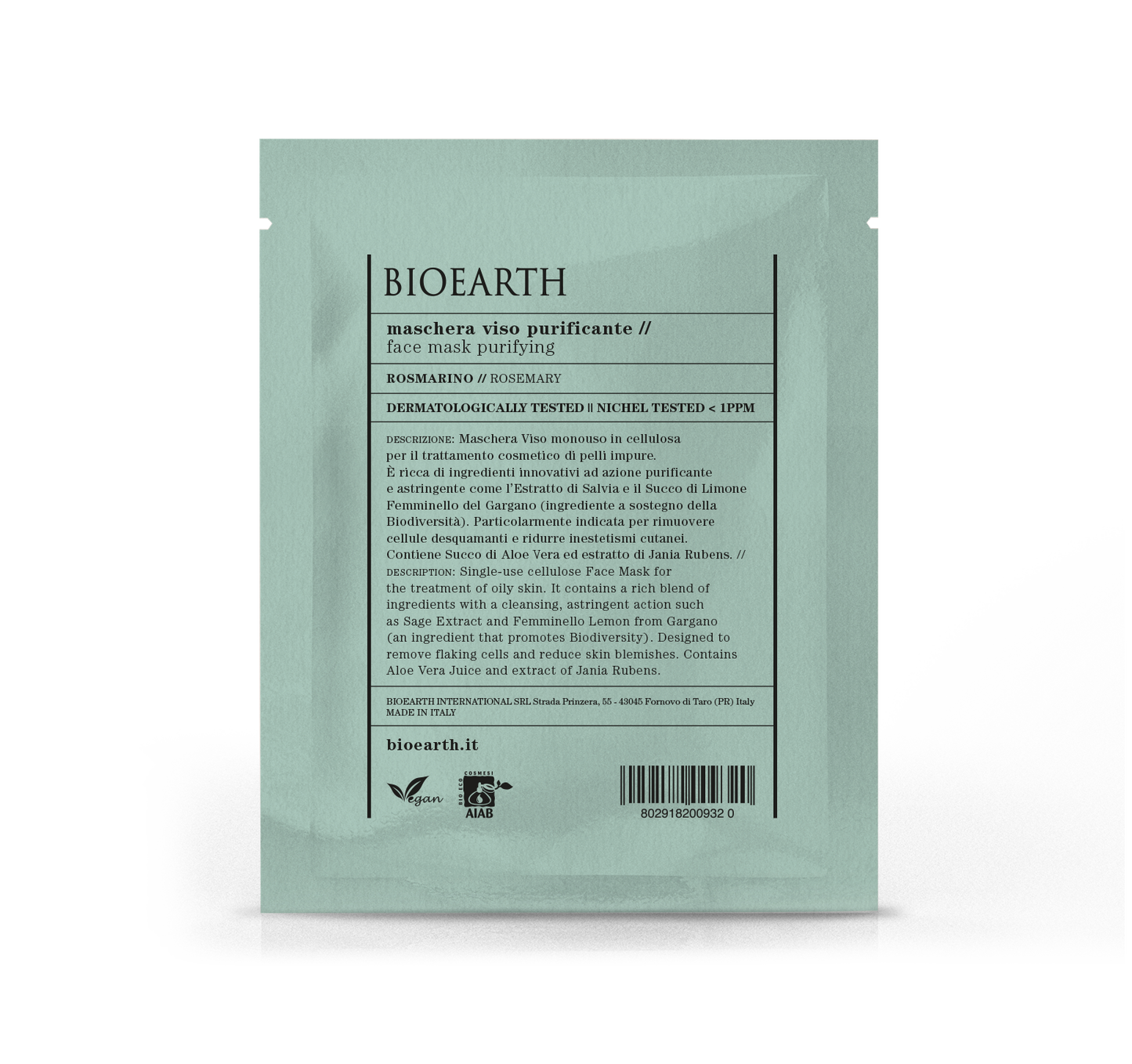 BIOEARTH, Sheet Purifying Face Mask - Rosemary