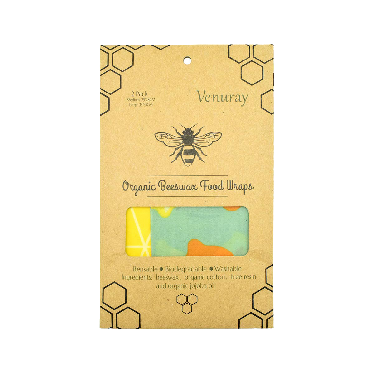 Venuray Organic Beeswax Food Wraps 2-pack