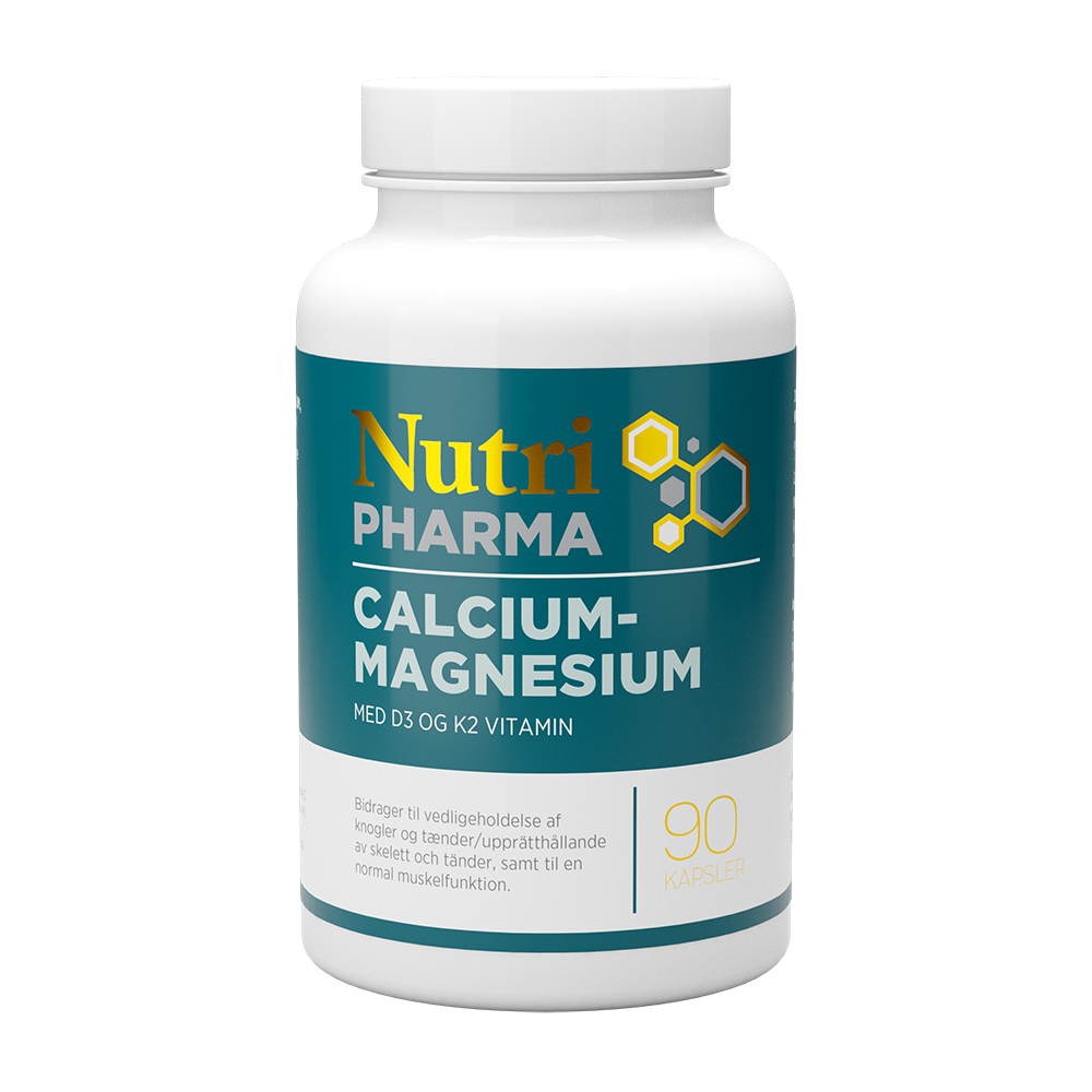 NutriPharma, CALCIUM-MAGNESIUM med D3 og K2 vitamin – 90 kap.